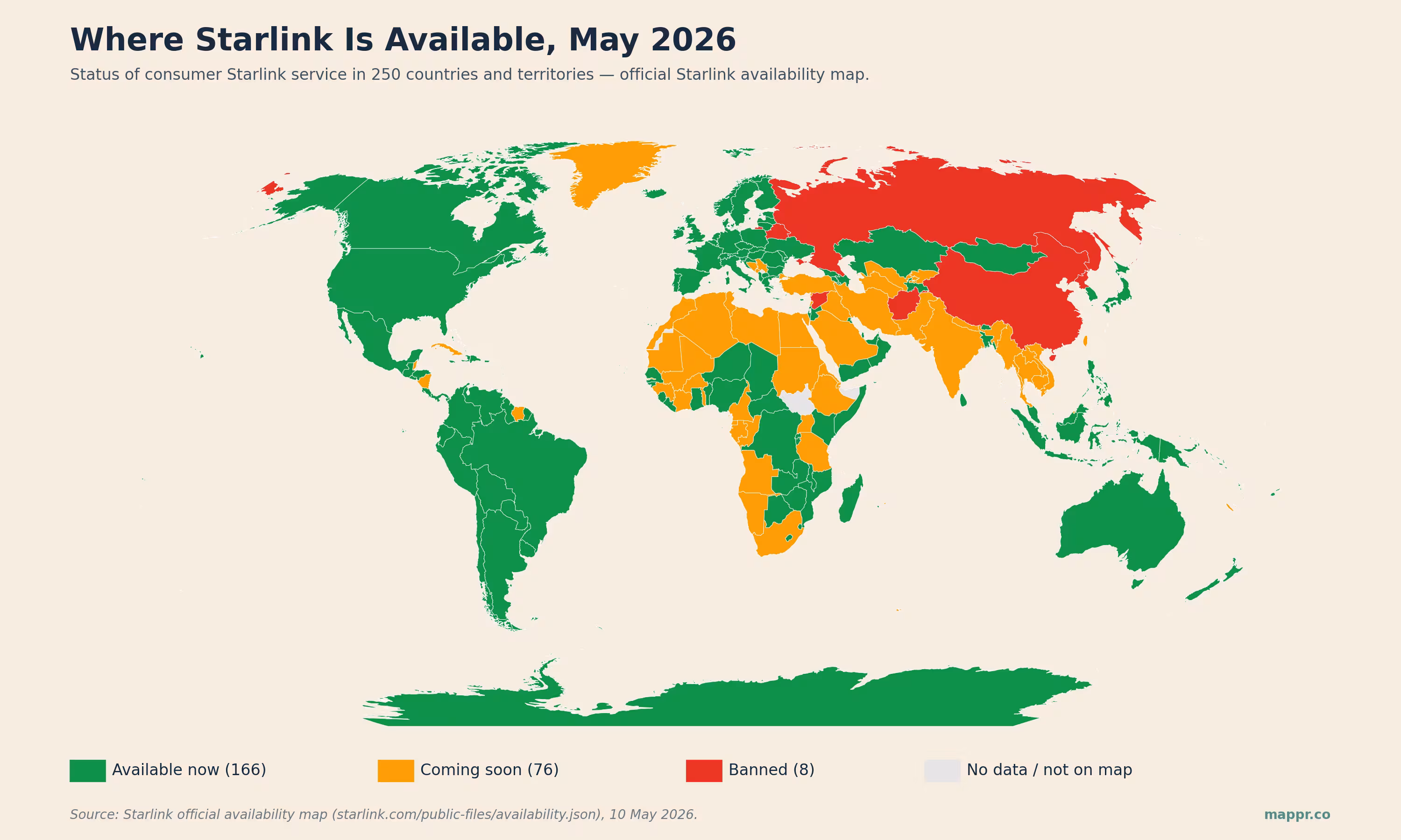 Starlink Wholesale — Coverage Map 2026